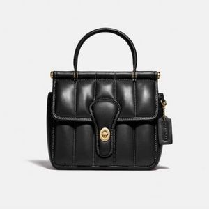 Coach Willis Top Handle 18 with Quilting in Brass/Black Nappa Leather